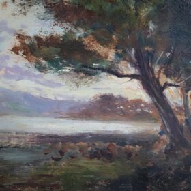 Oil Painting on Board, Italian, Landscape of Ischia, Signed Ricciardi
