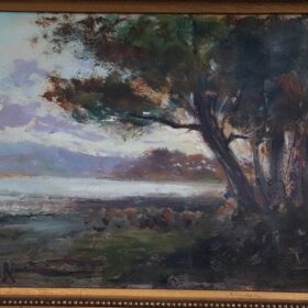 Oil Painting on Board, Italian, Landscape of Ischia, Signed Ricciardi