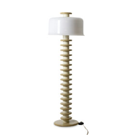 Lacquered Wood Floor Lamp, White and Beige, 1980s-90s