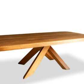Pierre Chapo “T35D” Dining Table, in light oak.
