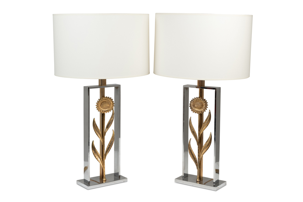 Pair of Maison Charles (att.) Sunflower Lamps- Styylish