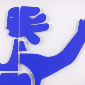 Blue Lacquered Metal Panel, Antonine de Saint Pierre