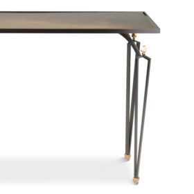 Rectangular Console Table, Steel and Brass, Contemporary Work