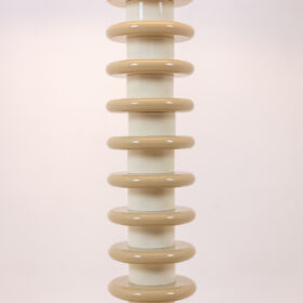 Lacquered Wood Floor Lamp, White and Beige, 1980s-90s