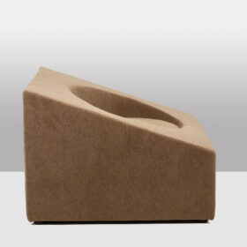 Pair of Cubic Armchairs in Beige Mohair Fabric, Contemporary.