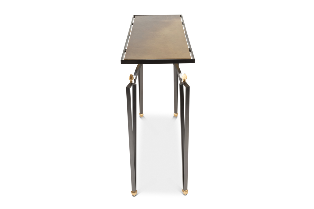 Rectangular Console Table, Steel and Brass, Contemporary Work - Image 3