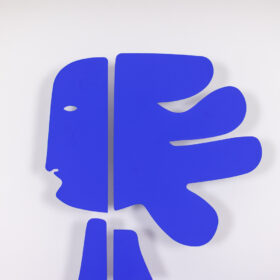 Blue Lacquered Metal Panel, Antonine de Saint Pierre