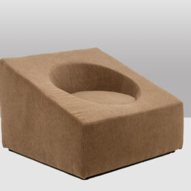 Pair of Cubic Armchairs in Beige Mohair Fabric, Contemporary.