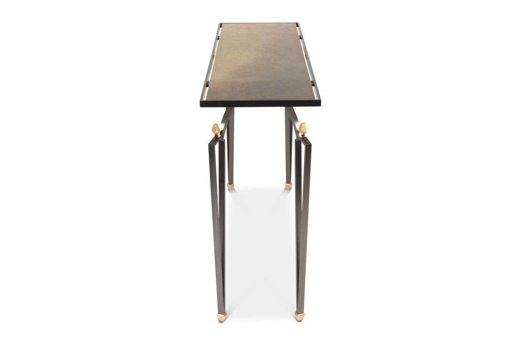 Rectangular Console Table, Steel and Brass, Contemporary Work - Image 4
