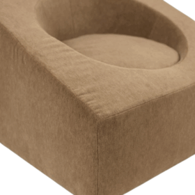 Pair of Cubic Armchairs in Beige Mohair Fabric, Contemporary.
