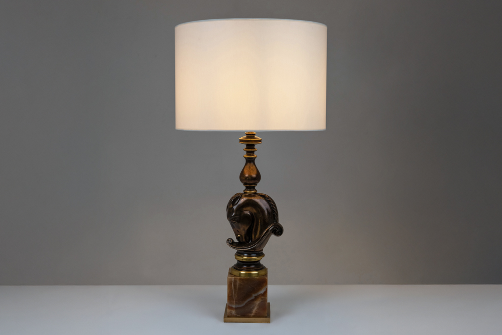 Bronze Horse Bust Lamp, Maison Charles, 1970s - Image 6