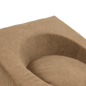 Pair of Cubic Armchairs in Beige Mohair Fabric, Contemporary.