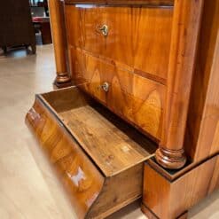 Biedermeier Secretaire, Cherry Veneer, Inlays, Brass, South Germany circa 1830 - Image 13