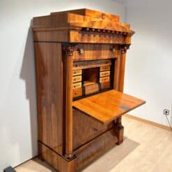 Biedermeier Secretaire, Cherry Veneer, Inlays, Brass, South Germany circa 1830 - Image 4