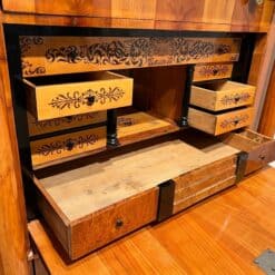 Biedermeier Secretaire, Cherry Veneer, Inlays, Brass, South Germany circa 1830 - Image 8