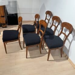Set of Six Biedermeier Shovel Chairs, Walnut, Roots Veneer, South Germany, 1840s - Image 8