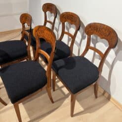 Set of Six Biedermeier Shovel Chairs, Walnut, Roots Veneer, South Germany, 1840s - Image 4