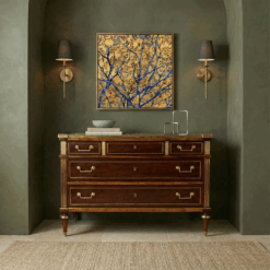 Directoire chest of drawers with marble top, view in an entryway with contemporary art- Styylish