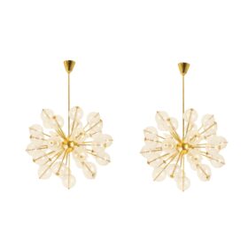 Pair of Kamenický Šenov Sputnik Chandeliers, Czechoslovakia, 1970s