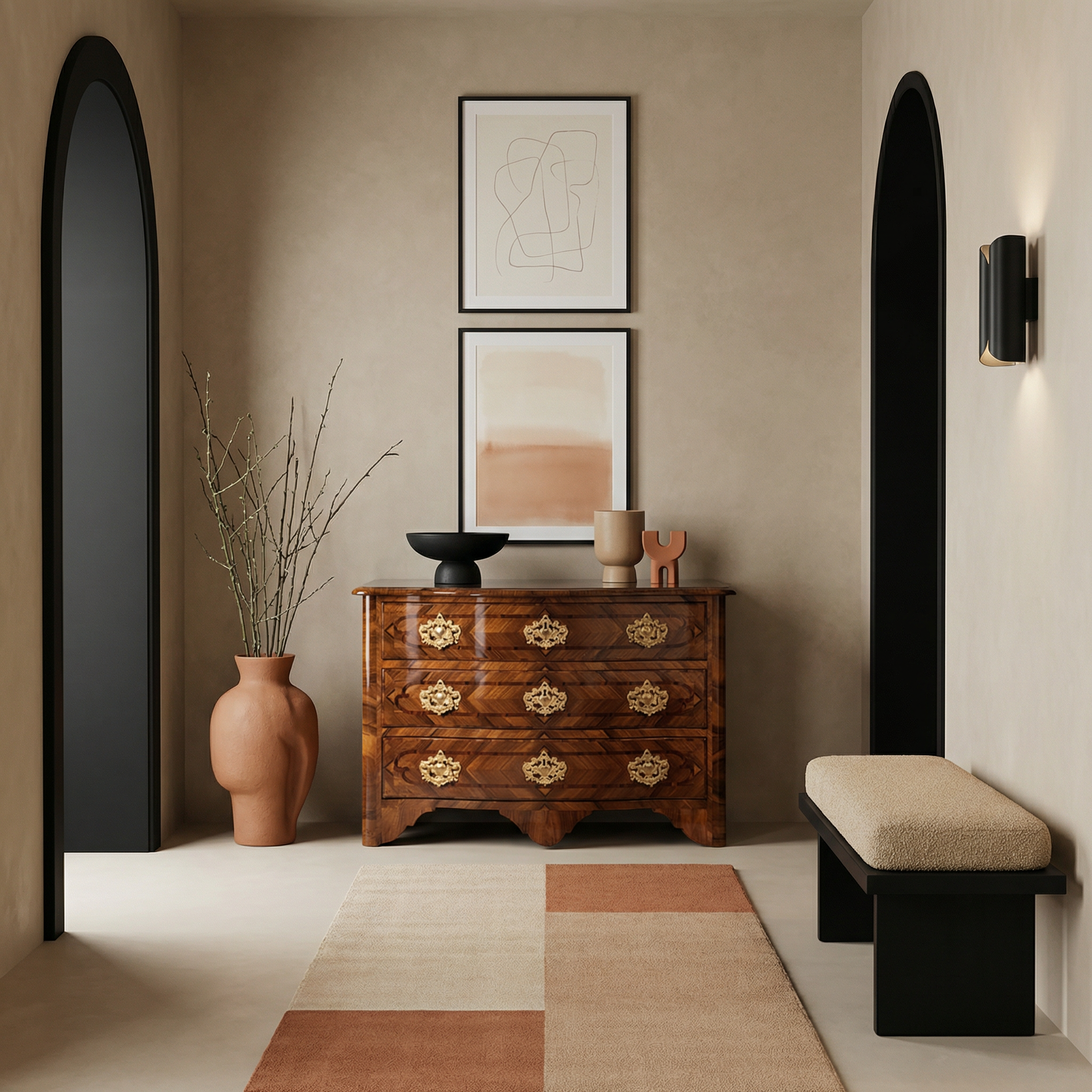 South German Baroque Chest of Drawers- Walnut veneer- in situ- Styylish