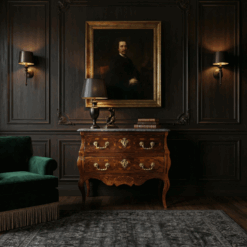 Swiss Baroque Chest of Drawers- with marble top and intarsia- in situ- Styylish