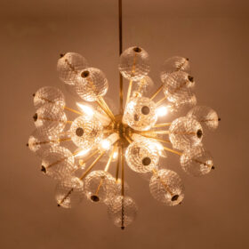 Pair of Kamenický Šenov Sputnik Chandeliers, Czechoslovakia, 1970s