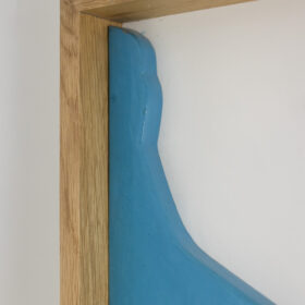 Blue Lacquered Wood Bas-Relief, Contemporary French Work