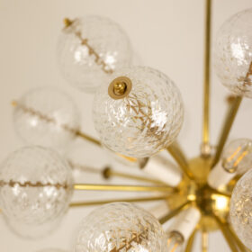 Pair of Kamenický Šenov Sputnik Chandeliers, Czechoslovakia, 1970s