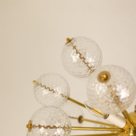 Pair of Kamenický Šenov Sputnik Chandeliers, Czechoslovakia, 1970s