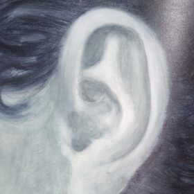 Monumental Portrait Detail by Evelyne Baget, after Girodet, Contemporary French Art