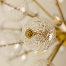 Pair of Kamenický Šenov Sputnik Chandeliers, Czechoslovakia, 1970s