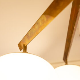 Angelo Lelli Chandelier, Brass and Opaline, Contemporary