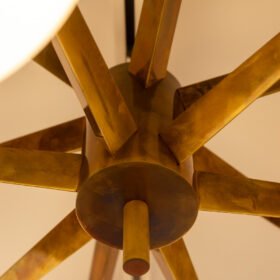 Angelo Lelli Chandelier, Brass and Opaline, Contemporary