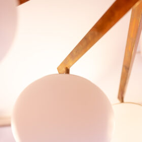 Angelo Lelli Chandelier, Brass and Opaline, Contemporary
