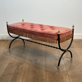French Wrought Iron Bench, c. 1950 — Maison Jansen Style, Neoclassical