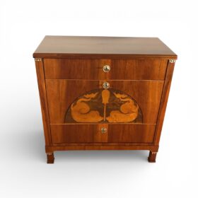 Small Biedermeier Chest of Drawers, 1820, Dolphin Marquetry