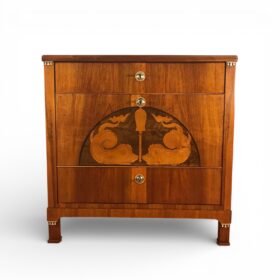 Small Biedermeier Chest of Drawers, 1820, Dolphin Marquetry
