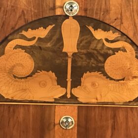 Small Biedermeier Chest of Drawers, 1820, Dolphin Marquetry