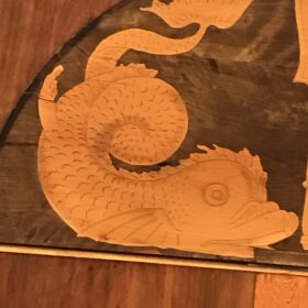 Small Biedermeier Chest of Drawers, 1820, Dolphin Marquetry