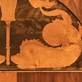 Small Biedermeier Chest of Drawers, 1820, Dolphin Marquetry