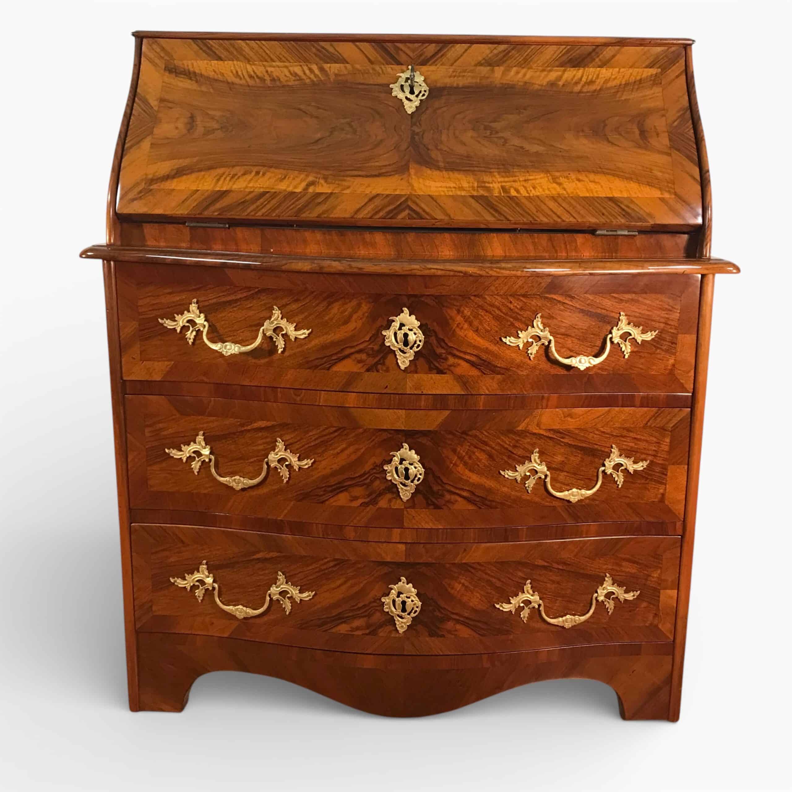 Baroque Secretary Desk- Switzerland 18th century, walnut veneer- Styylish