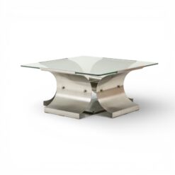 François Monnet Coffee Table- Brushed Steel with Glass Top- Styylish