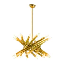 Pair of 24-Light Italian Chandeliers in Patinated Brass, 1980s.