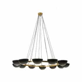 12-light Chandelier, Patinated Brass, Contemporary