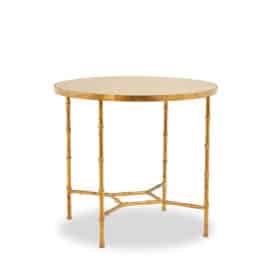 Bamboo-style Pedestal Table, Gold Metal Base