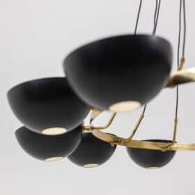 12-light Chandelier, Patinated Brass, Contemporary
