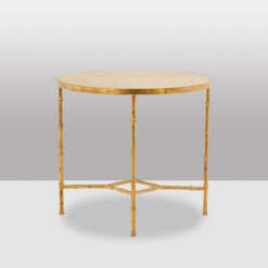 Alternative view of Bamboo-style Pedestal Table, Gold Metal Base