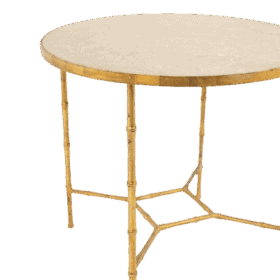 Bamboo-style Pedestal Table, Gold Metal Base