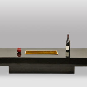 Willy Rizzo Coffee Table, Black Lacquered Wood, 1970s