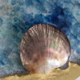 “Black Mother-of-pearl” Lights, Pair, Contemporary Work